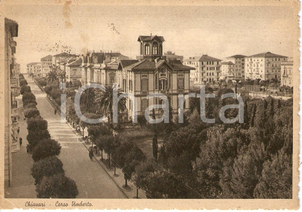 Cartolina originale da collezione 1940 CHIAVARI (GE) Corso Umberto ora Viale ENRICO MILLO *Cartolina FG VG 1