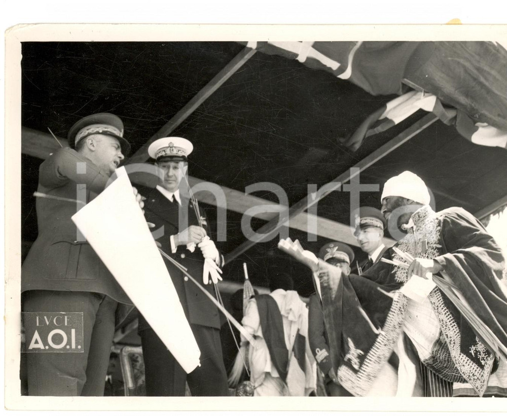Fotografia d epoca originale 1938 ADDIS ABEBA A.O.I. Duca di SPOLETO presenzia alla Pasqua copta Foto 1