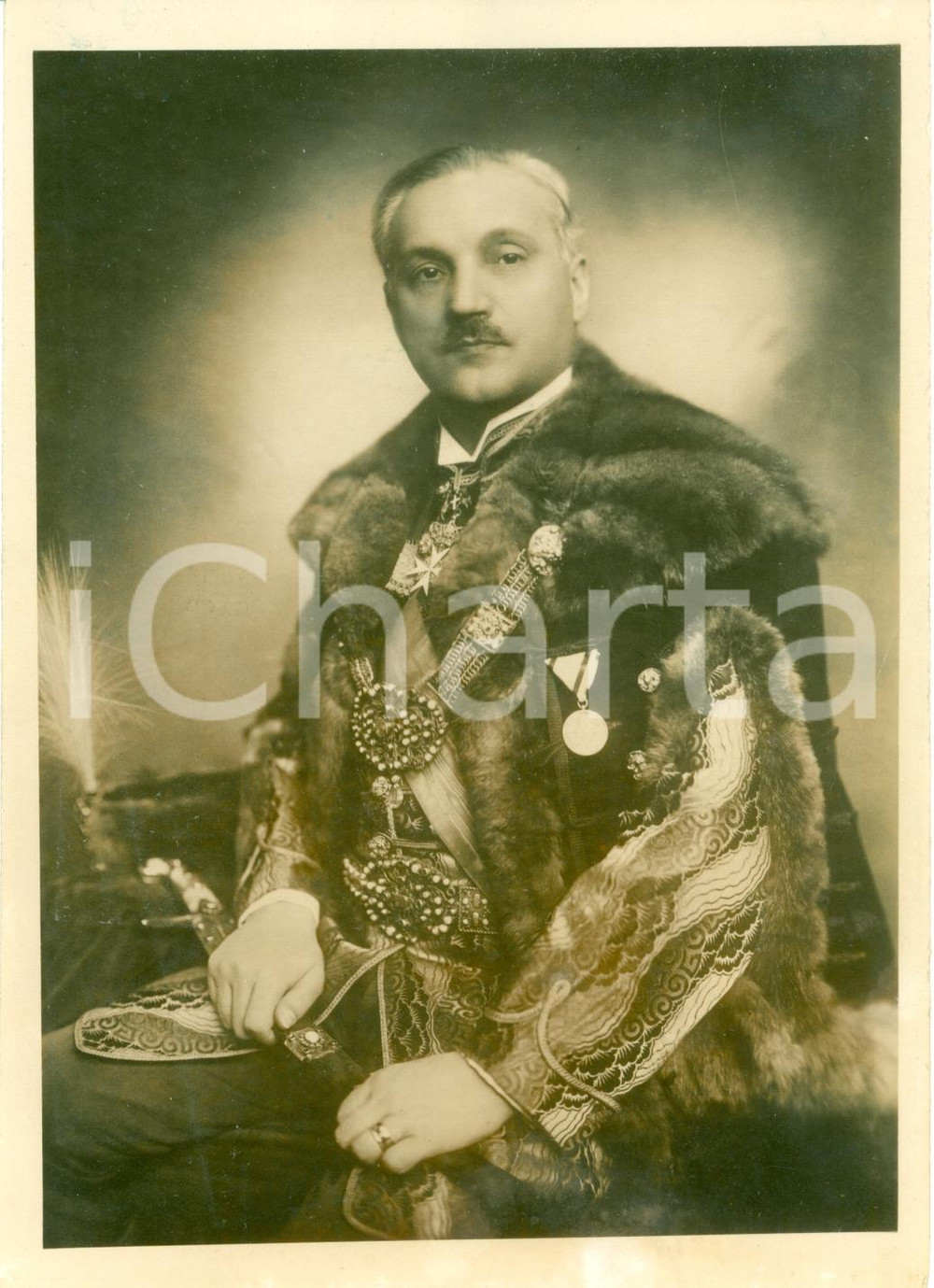 Fotografia d epoca originale 1920 circa BELA SCITOWSKY Ministro con decorazioni ufficiali FOTOGRAFIA 1