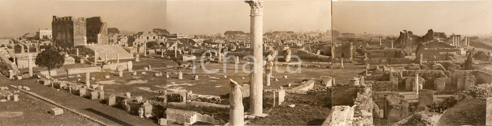 Fotografia d epoca originale 1938 OSTIA RM Veduta generale degli scavi Foro Campidoglio Fotografia TRIPLA 1
