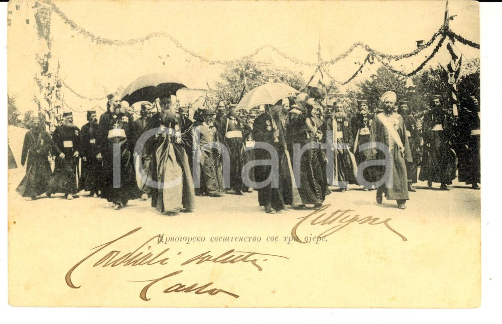 Cartolina originale da collezione 1900 ca COSTUMI RUSSIA Dignitari e prelati del clero ORTODOSSO *Cartolina FP VG 1