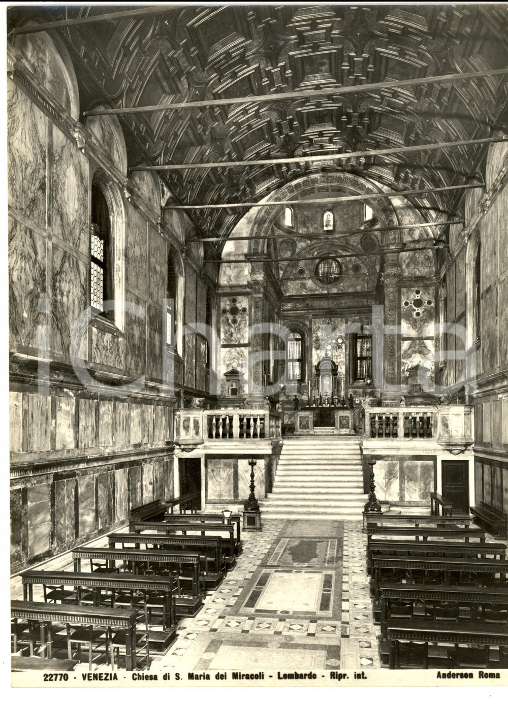 Fotografia d epoca originale 1930 ca VENEZIA Chiesa S. Maria dei Miracoli  Interno Foto ANDERSON 19x25 cm 1