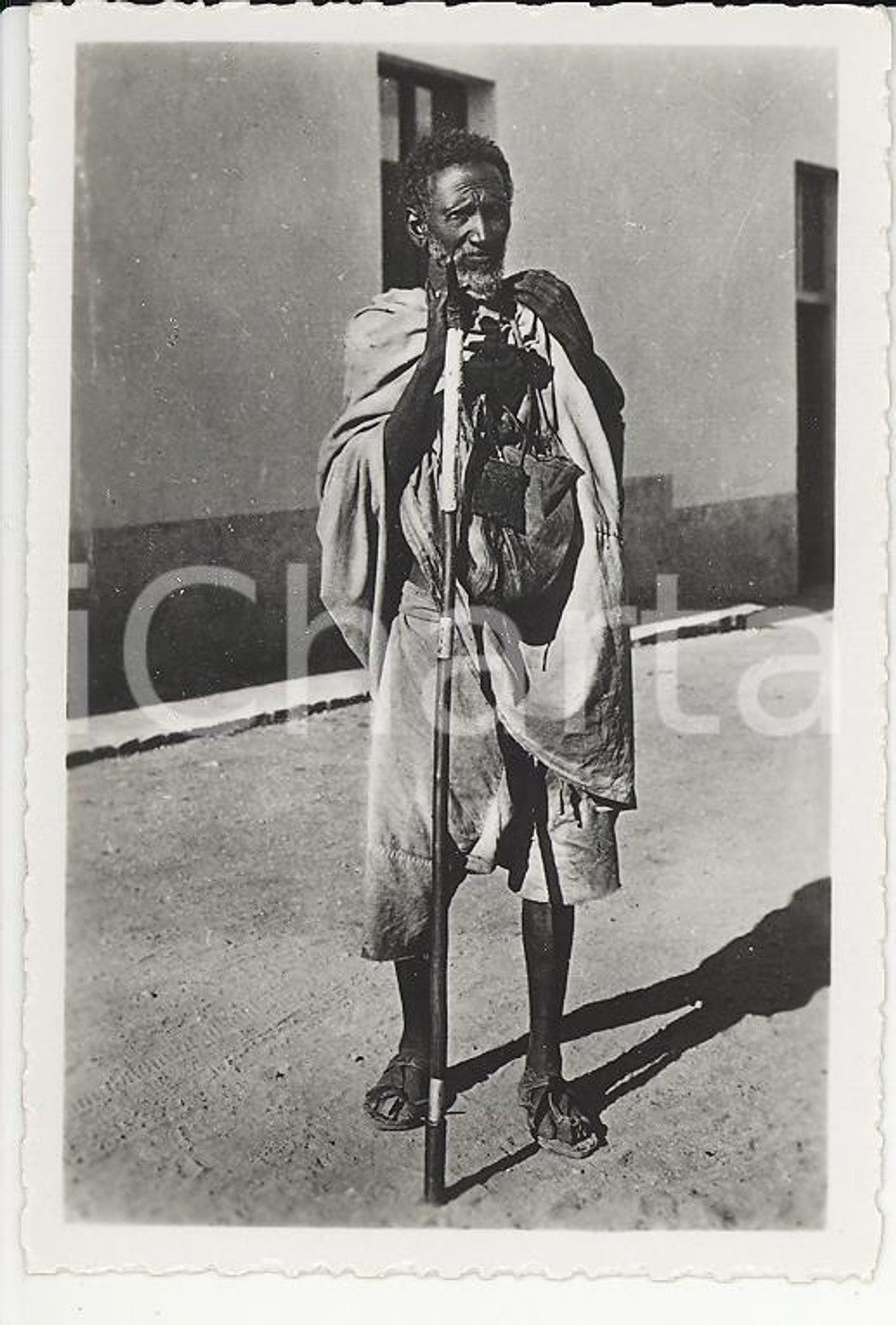 Fotografia d epoca originale 1935ca A.O.I. ETIOPIA Ritratto di anziano contadino etiope VERA PHOTO cm 9X5,8 1