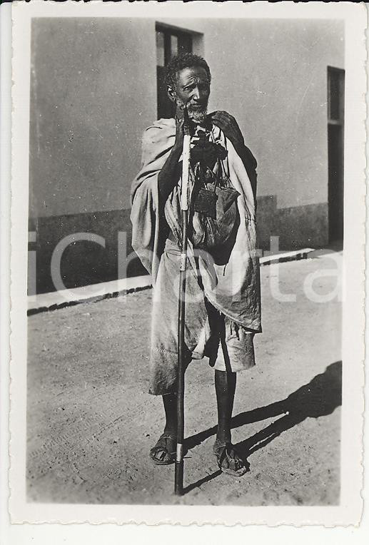 Fotografia d epoca originale 1935ca A.O.I. ETIOPIA Ritratto di anziano contadino etiope VERA PHOTO cm 9X5,8 1