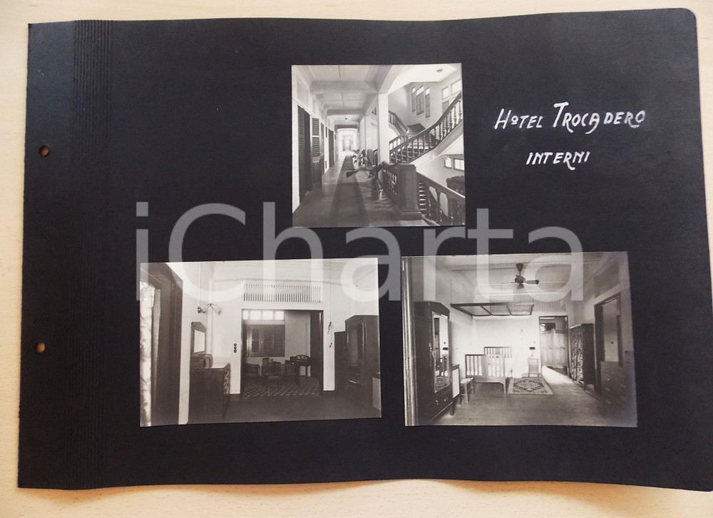 Fotografia d epoca originale 1920 ca BANGKOK THAILANDIA Nuovo Hotel TROCADERO  Interni Lotto 3 foto RARE 1