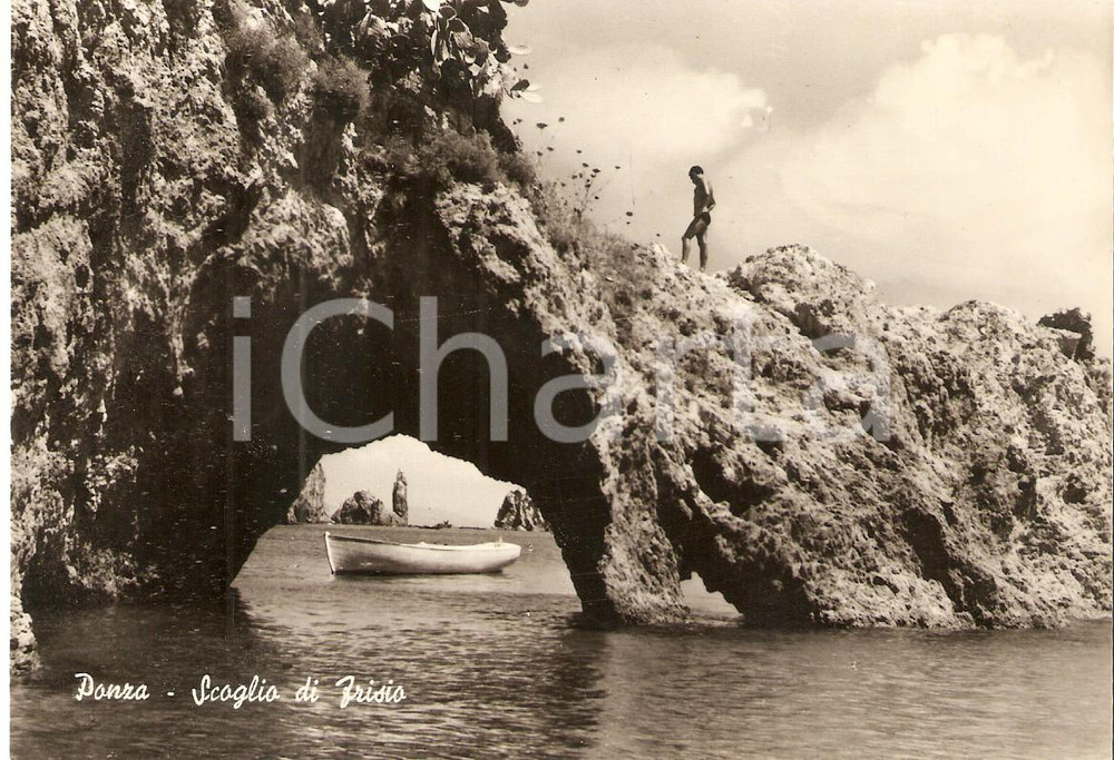 Cartolina originale da collezione 1955 ca ISOLA DI PONZA LT Tuffatore allo Scoglio di FRISIO Cartolina FG NV 1