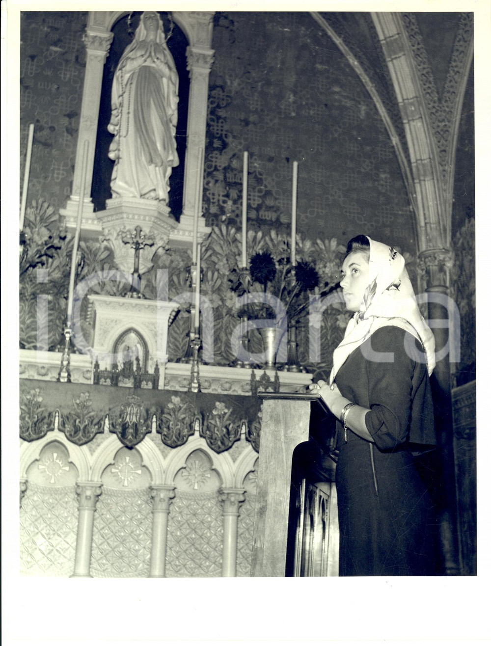1959 TORINO Gabriella DOTTO eletta "Donna Ideale 1959" in chiesa *Foto 18x24