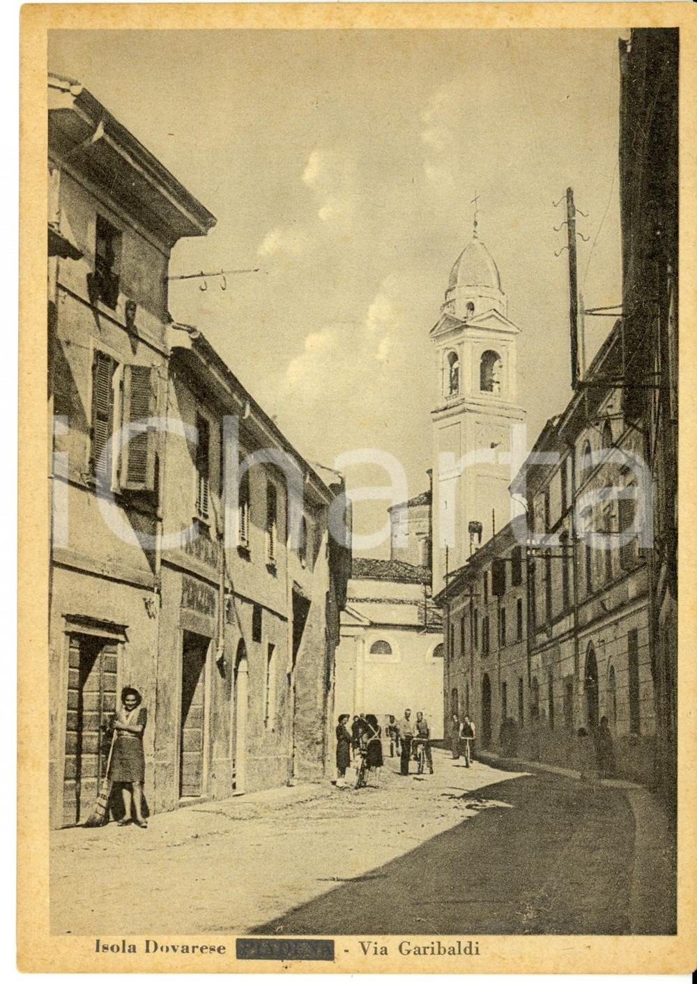 Cartolina originale da collezione 1950 ca ISOLA DOVARESE CR Via Garibaldi Cartolina postale FG NV 1 1