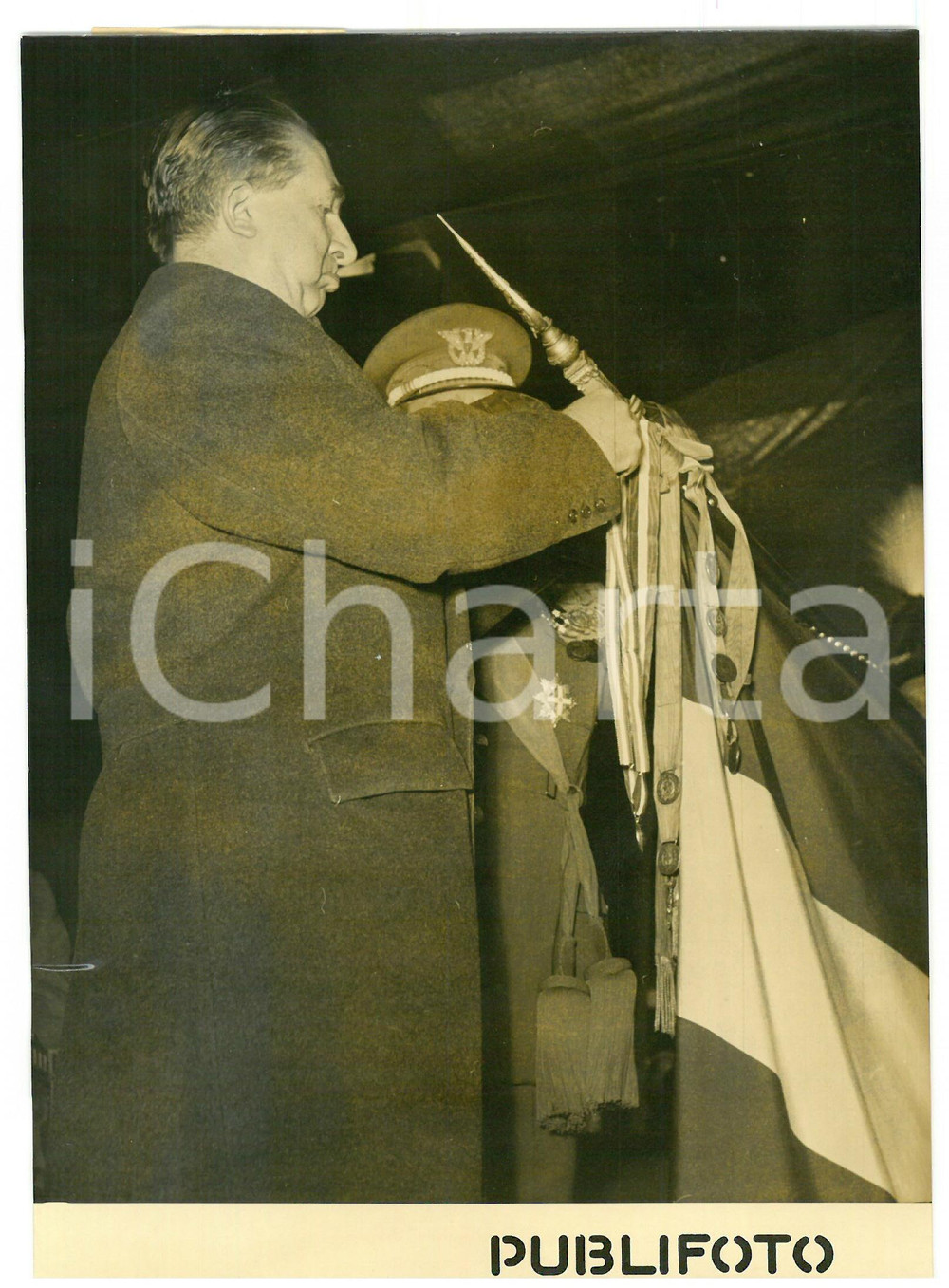 Fotografia d epoca originale 1953 ROMA 139Â° anniversario Arma dei Carabinieri  Giuseppe PELLA Foto 13x18 cm 1