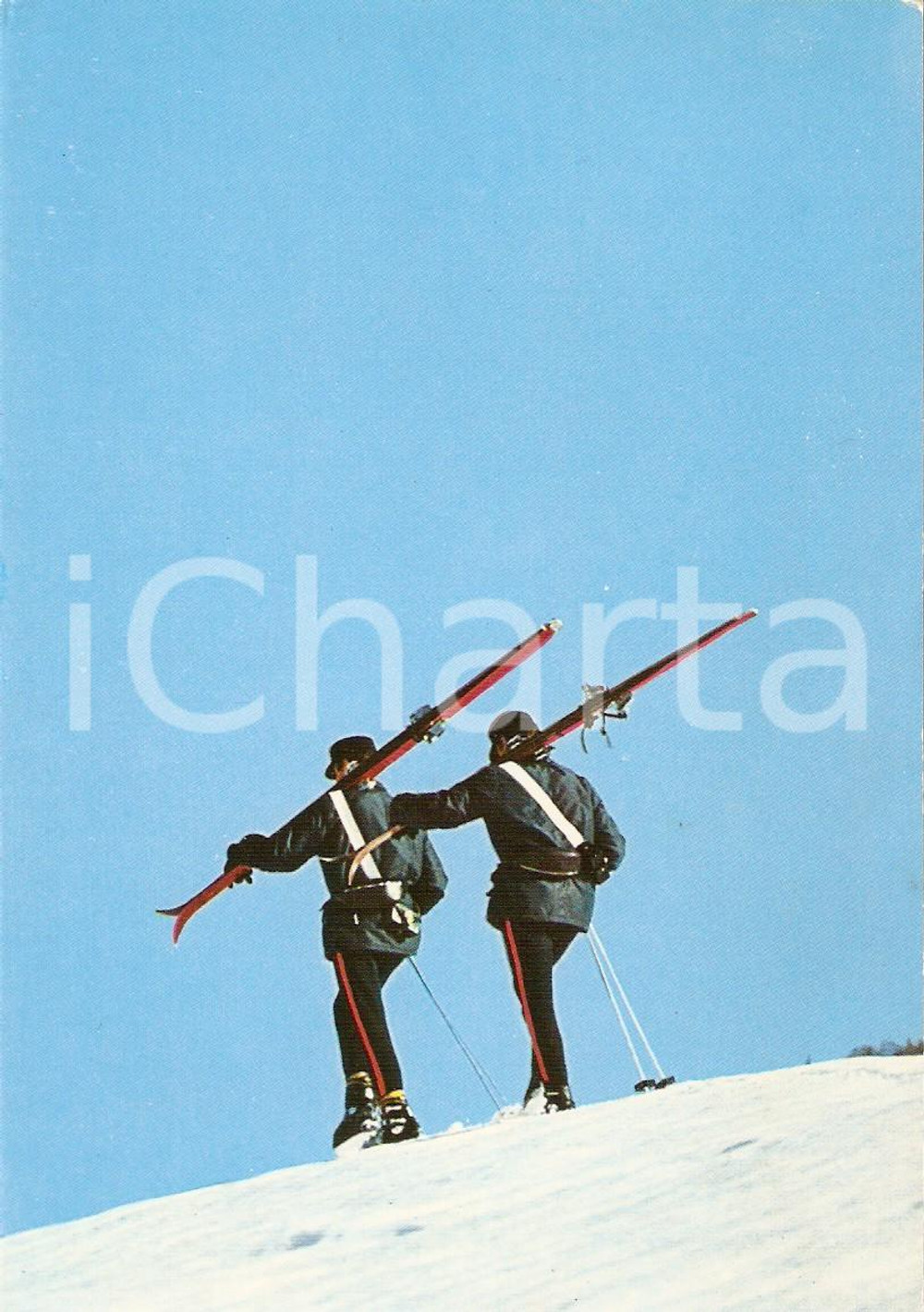 Cartolina originale da collezione 1990 ca ARMA DEI CARABINIERI Agenti sciatori *Cartolina FG NV 1