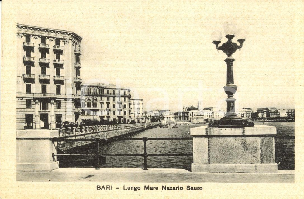Cartolina originale da collezione 1930 ca BARI Veduta del Lungomare NAZARIO SARIO Cartolina postale FP NV 1