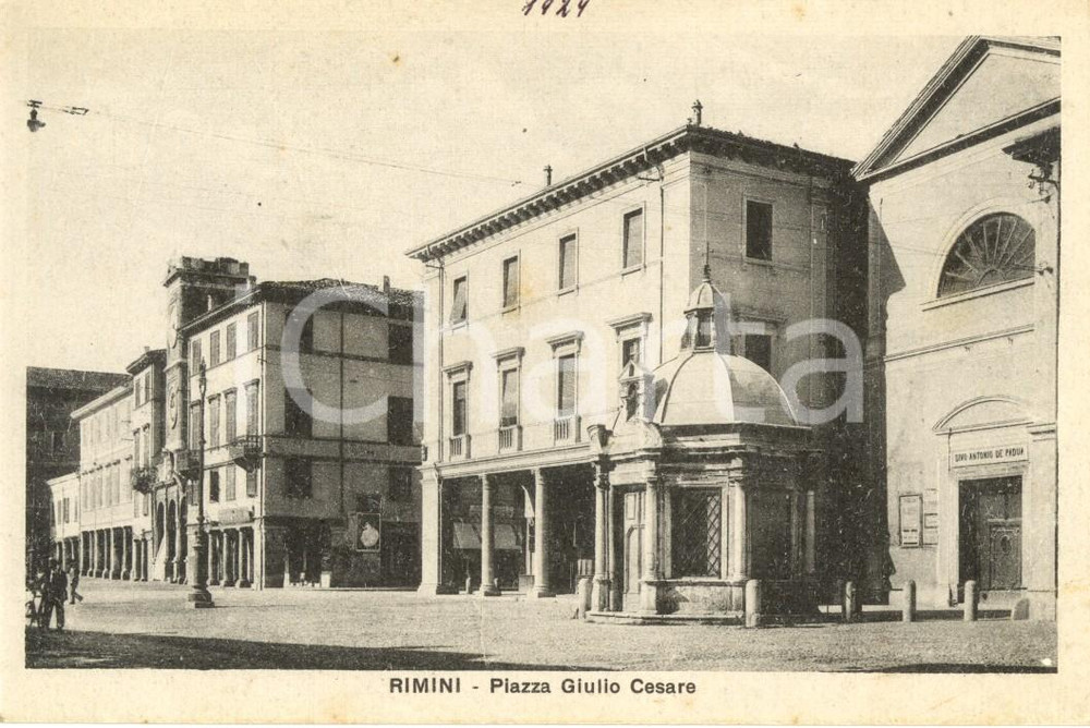 Cartolina originale da collezione 1929 RIMINI Piazza GIULIO CESARE e santuario SANT ANTONIO da PADOVA Cartolina 1