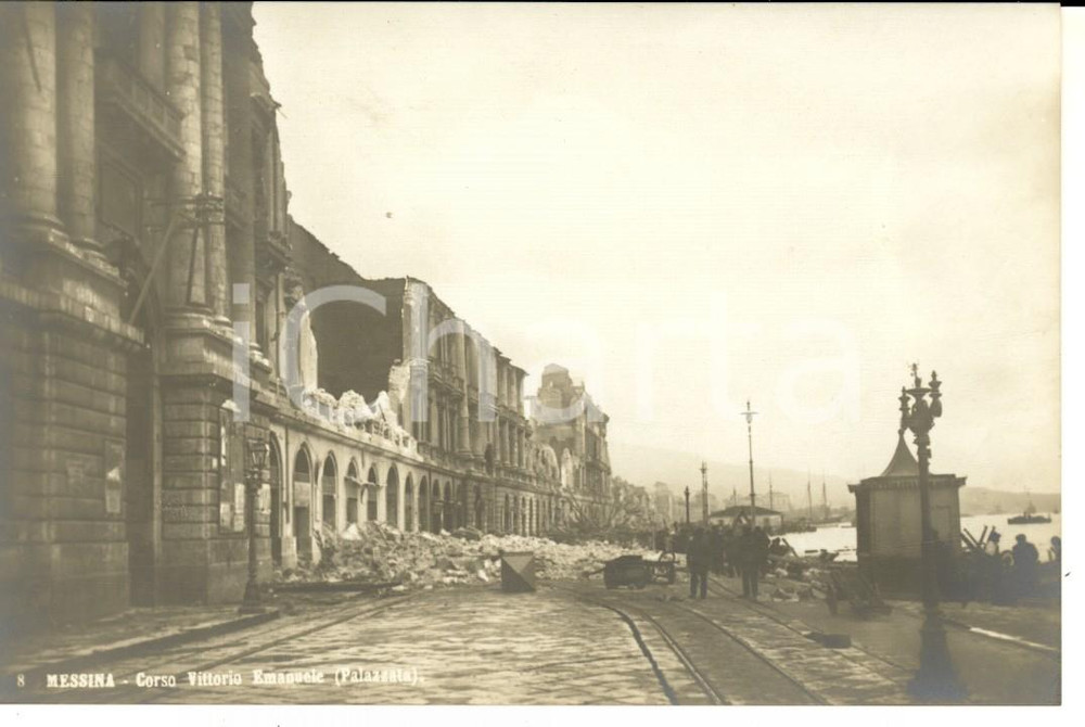 Cartolina originale da collezione 1908 MESSINA TERREMOTO Palazzata distrutta in corso Vittorio Emanuele *Cartolina 1