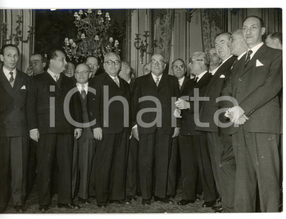 1957 ROMA Giovanni GRONCHI membri del governo - Adone ZOLI Giuseppe PELLA *Foto