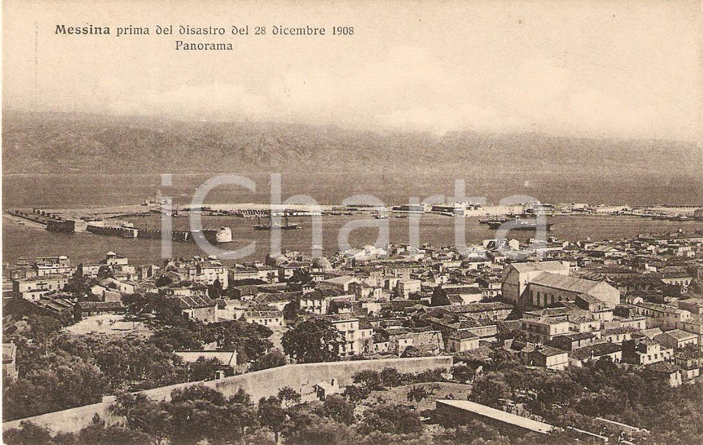 Cartolina originale da collezione 1930 ca MESSINA Panorama prima del Terremoto del 1908 Cartolina FP NV 1