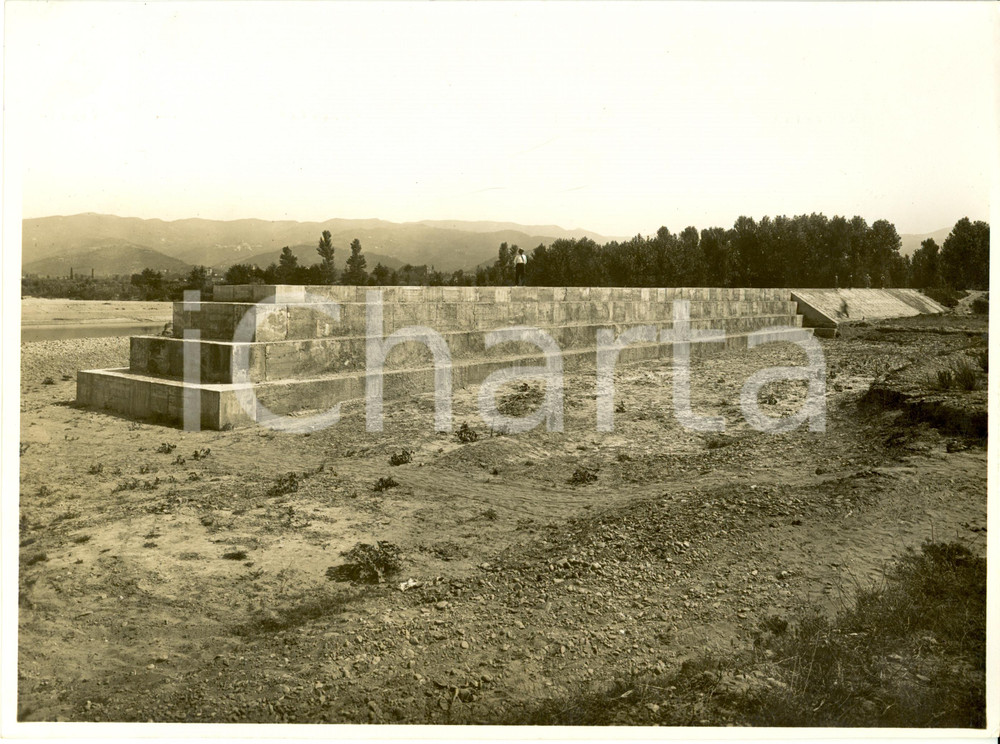 Fotografia d epoca originale 1935 ca LA SPEZIA Sistemazione fiume MAGRA testata in massi artificiali Foto 1