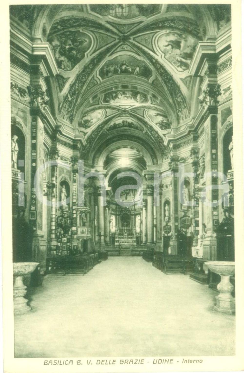 Cartolina originale da collezione 1930 ca UDINE Basilica Beata Vergine delle Grazie - Interno *Cartolina FP NV 1