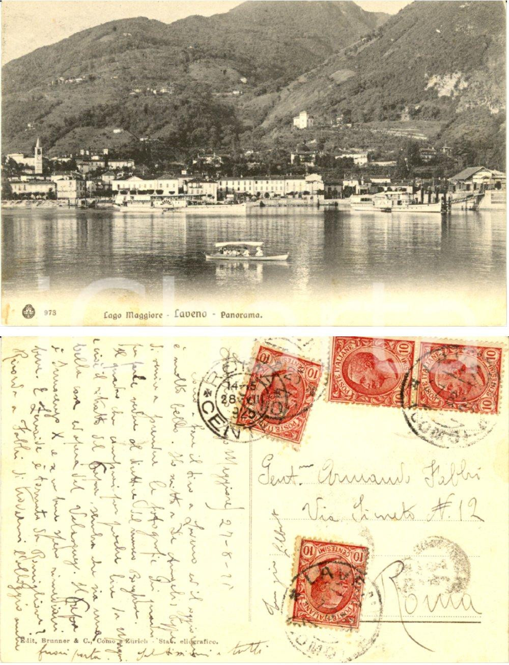 Autografo originale 1925 LAVENO VA Panorama del lago Acquisto ritratto Innocenzo X VELAZQUEZ 1