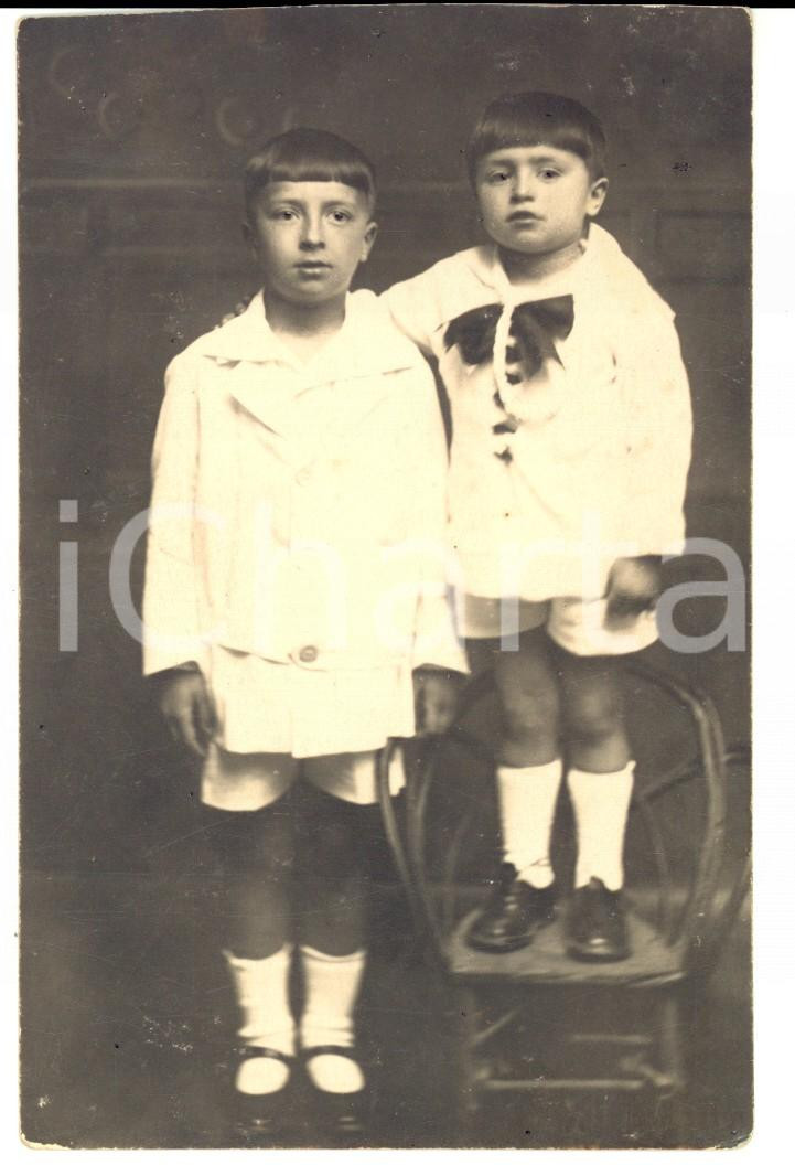 Fotografia d'epoca originale 1920 ca FIUME (?) Ritratto di Sergio e Savio RICCARDI bambini *Foto FP 1