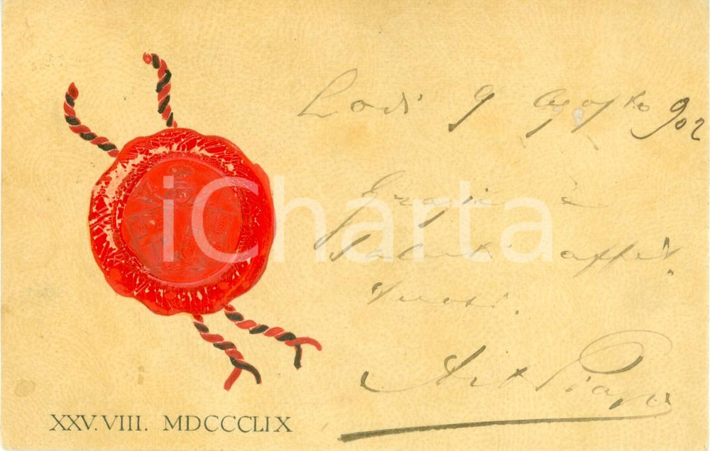 Cartolina originale da collezione 1902 CAVALLEGGERI DI LODI Cartolina reggimentale con stemma in rilievo *FP VG 1
