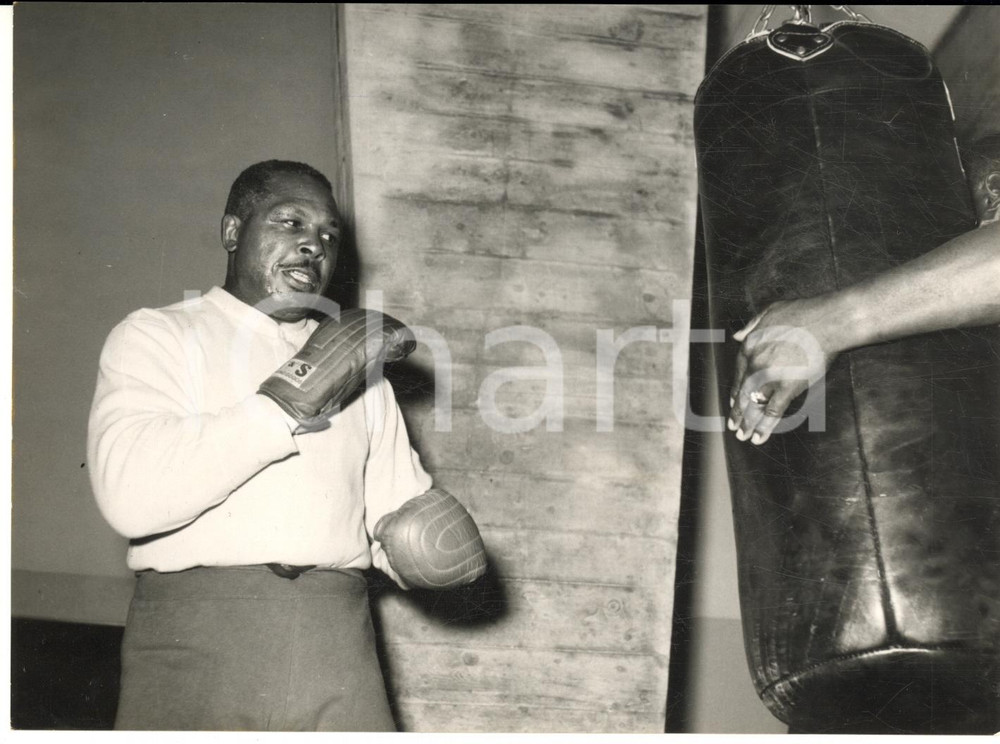 1960 ROMA BOXE Archie MOORE si allena per incontro con Giulio Rinaldi - Foto