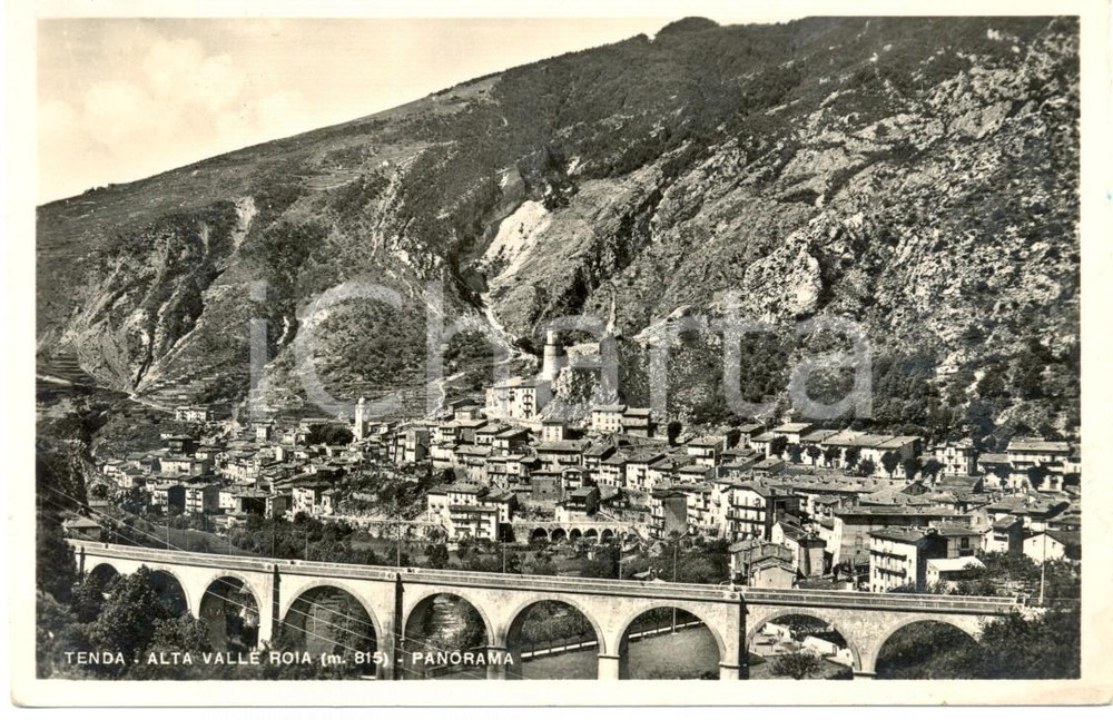 Cartolina originale da collezione 1941 COLLE DI TENDA Panorama del paese e Alta Valle di ROIA Cartolina FP VG 1
