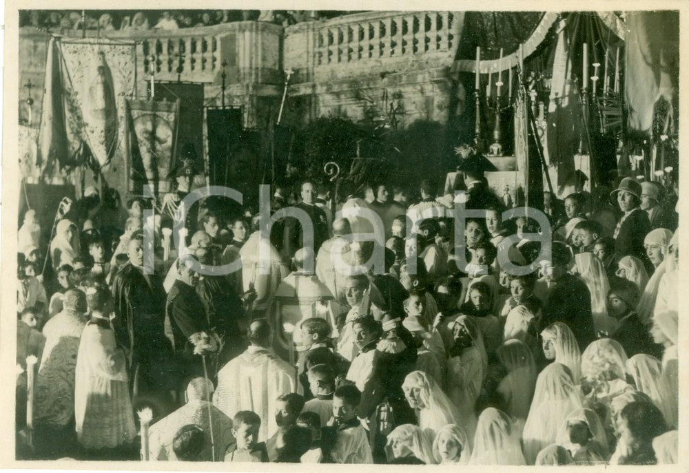 Fotografia d epoca originale 1929 ROMA TRINITA  DEI MONTI Processione chiusura Congresso Eucaristico FOTO 1