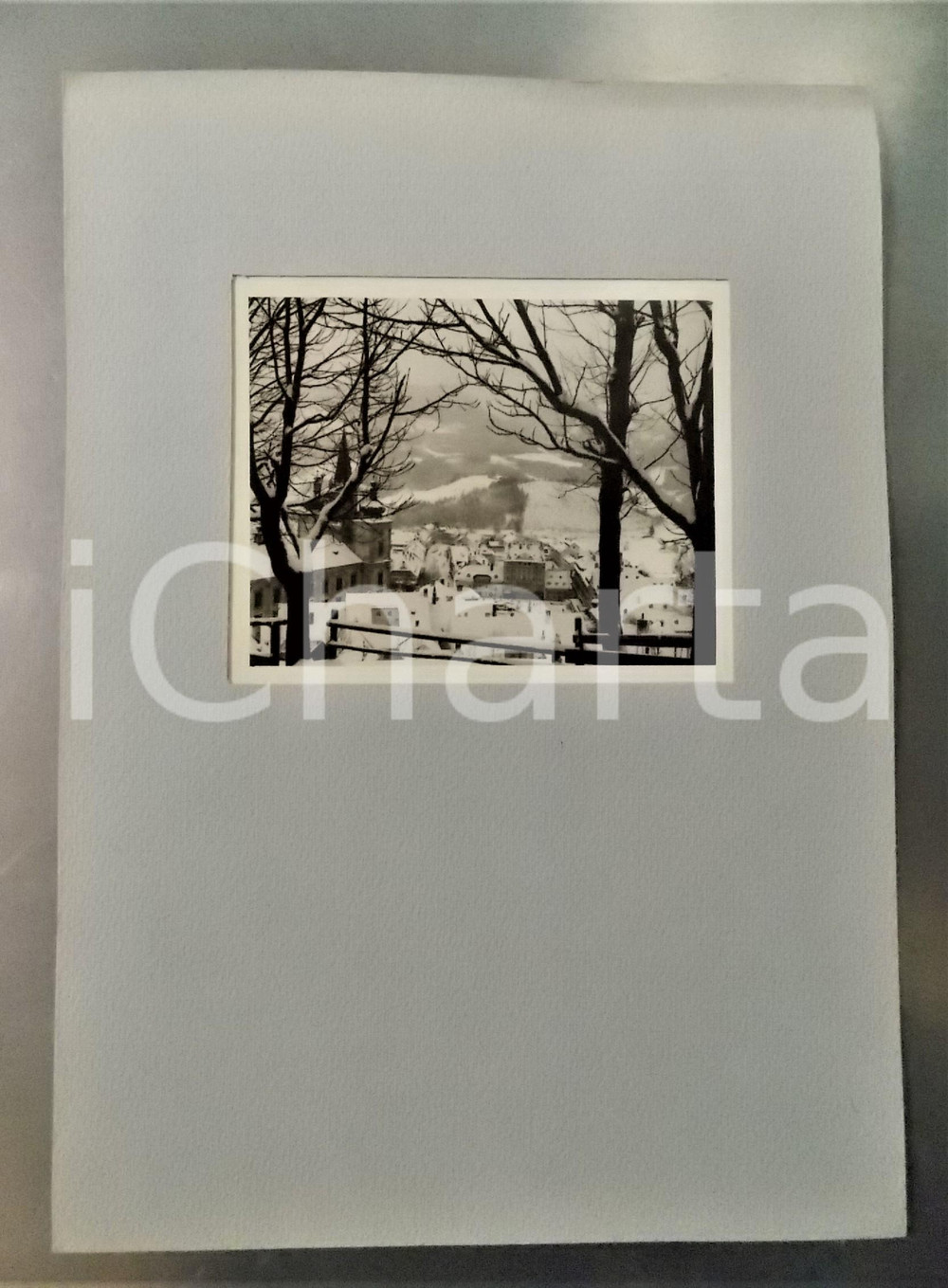 Fotografia d epoca originale 1940 MARIAZELL AUSTRIA Veduta invernale Foto con passepartout 24x34 cm 1