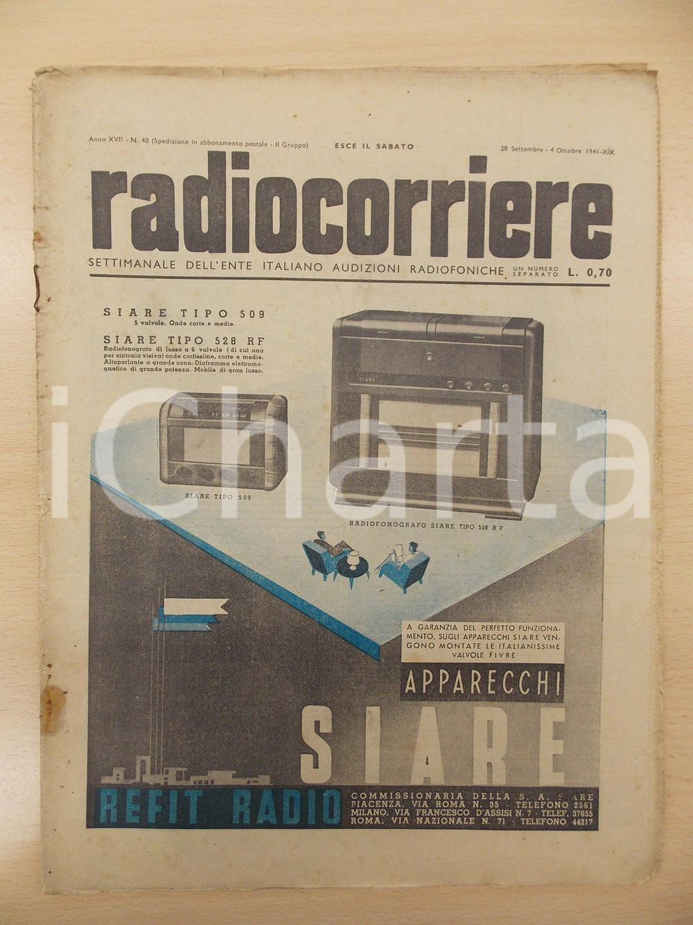 Giornale, rivista storica 1941 RADIOCORRIERE Travolgente offensiva italiana in RUSSIA Rivista ILLUSTRATA 1