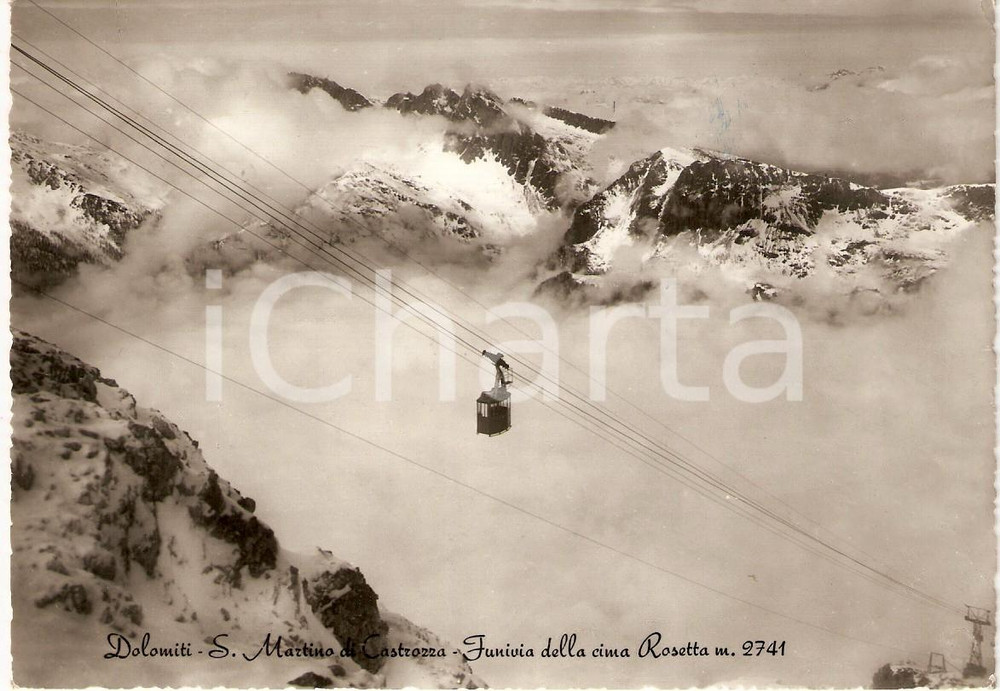 Cartolina originale da collezione 1957 SAN MARTINO DI CASTROZZA (TN) Funivia della Cima ROSETTA *Cartolina FG VG 1