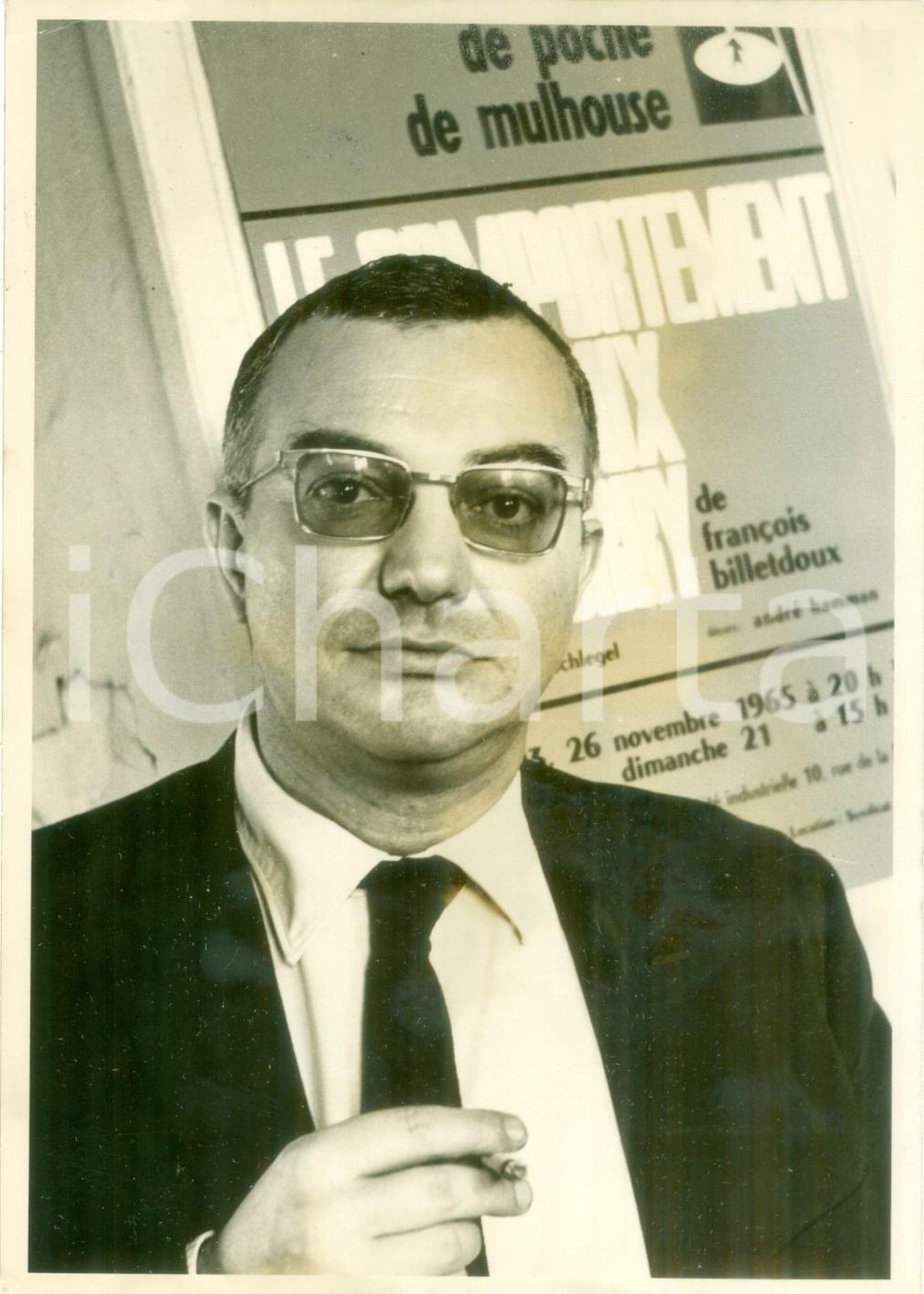 Fotografia d epoca originale 1965 MULHOUSE FRANCE FranÃ§ois BILLETDOUX attore drammatico Fotografia 1
