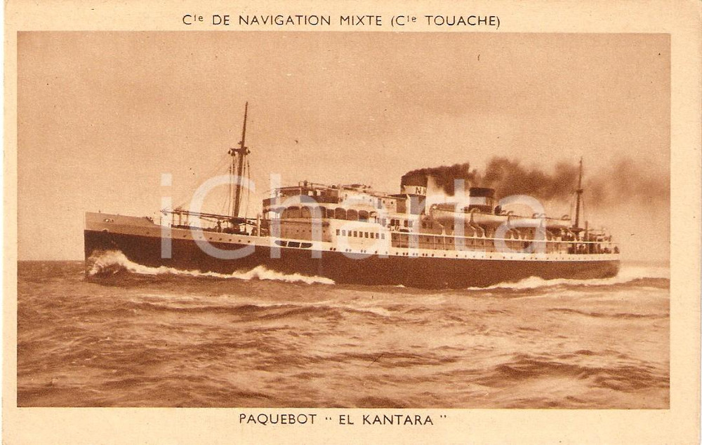 Cartolina originale da collezione 1925 ca FRANCE Compagnie Navigation Mixte TOUACHE Paquebot EL KANTARA Cartolina 1