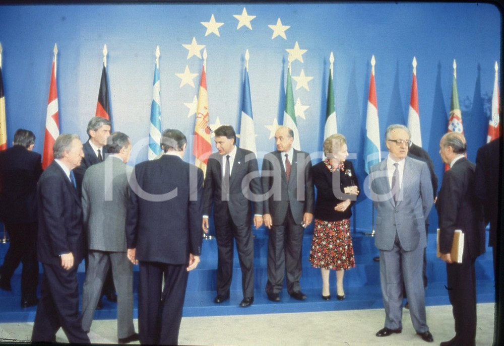 35mm vintage slide* 1989 MADRID Margaret THATCHER Ciriaco DE MITA - Ritratto (1)