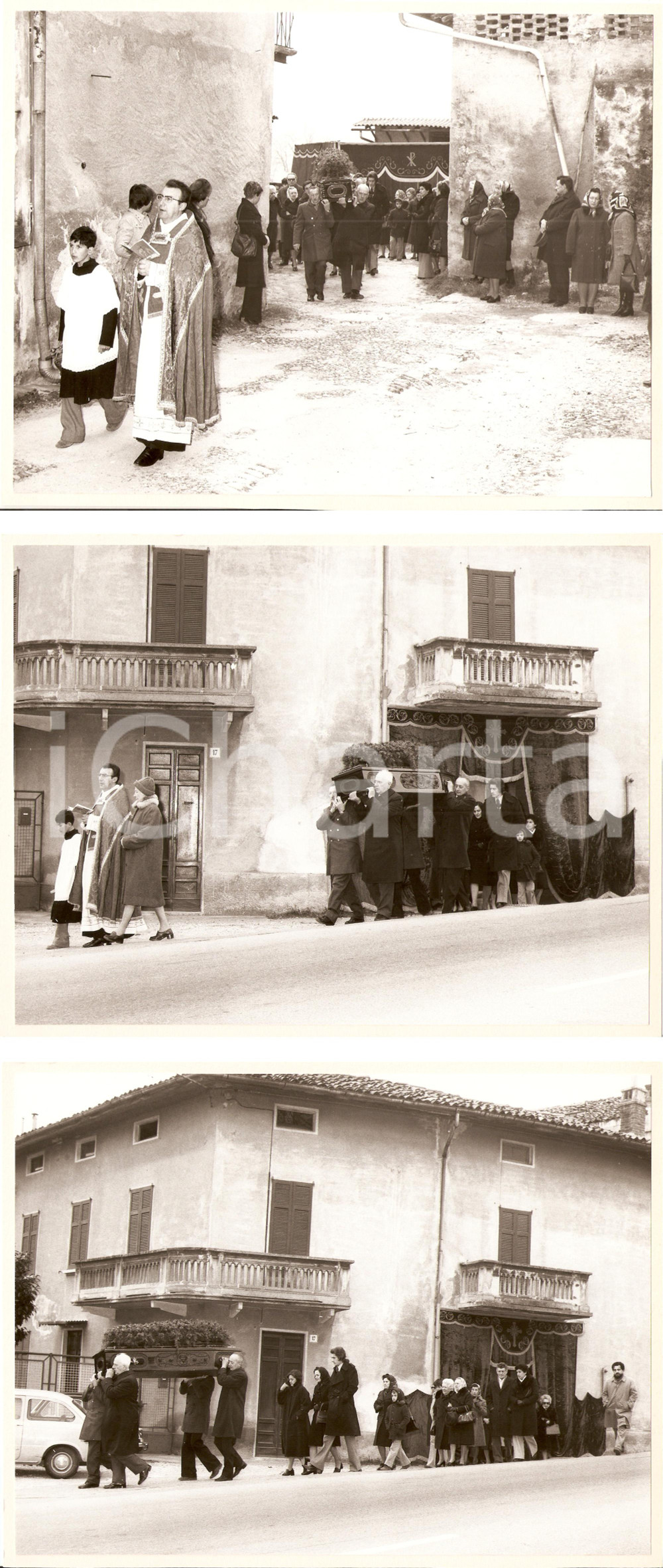 Fotografia d epoca originale 1965 GEMONIO VA Corteo funebre per le vie del paese LOTTO 3 Fotografie 1