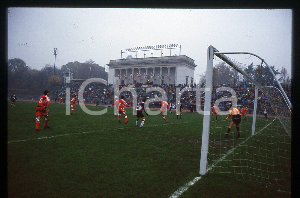 35mm vintage slide* 1990 ca MILANO CALCIO Piloti FORMULA 1 vs. VIGILI DEL FUOCO