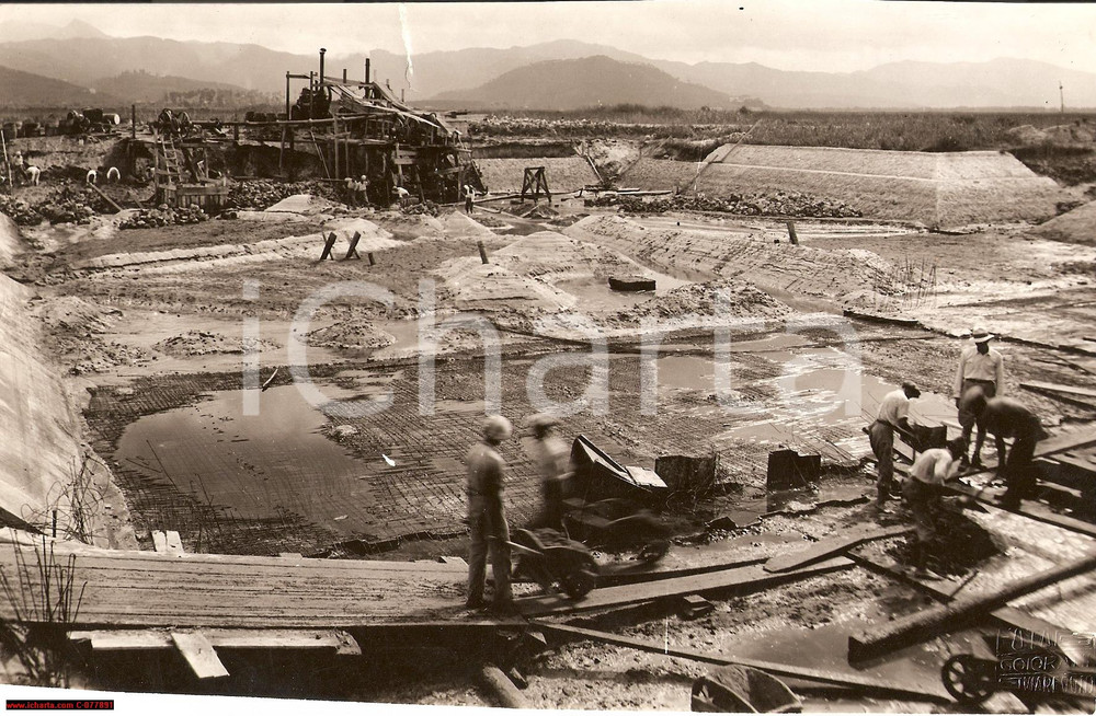 Fotografia d epoca originale 1932 Viareggio opere di bonifica Operai al lavoro FOTO 1