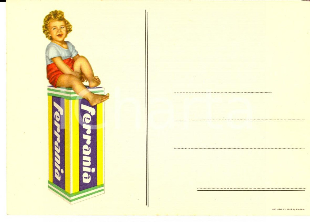 Cartolina originale da collezione 1950 ca Ditta FERRANIA Pellicole e fotografia Cartolina pubblicitaria 1
