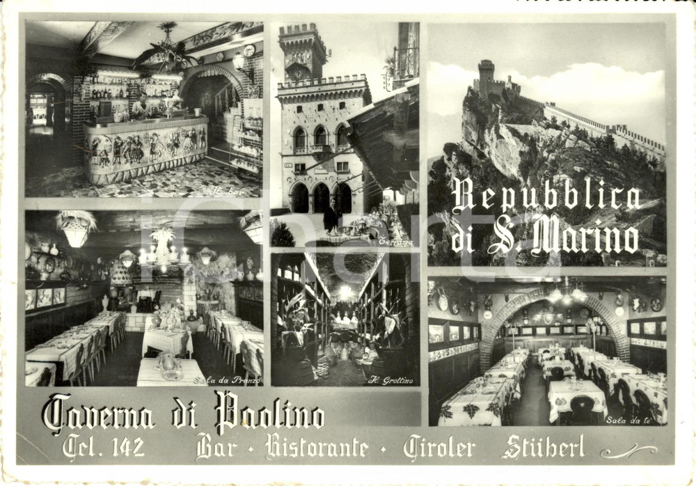Cartolina originale da collezione 1957 REPUBBLICA SAN MARINO Vedutine Taverna di PAOLINO Cartolina FG VG 1