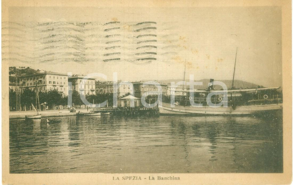 Cartolina originale da collezione 1927 LA SPEZIA Il traghetto ancorato alla banchina *Cartolina FP VG 1
