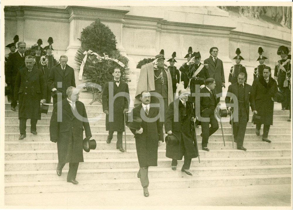 Fotografia d epoca originale 1928 ROMA Pedro MANINI RIOS ambasciatore URUGUAY al Milite Ignoto Foto 1