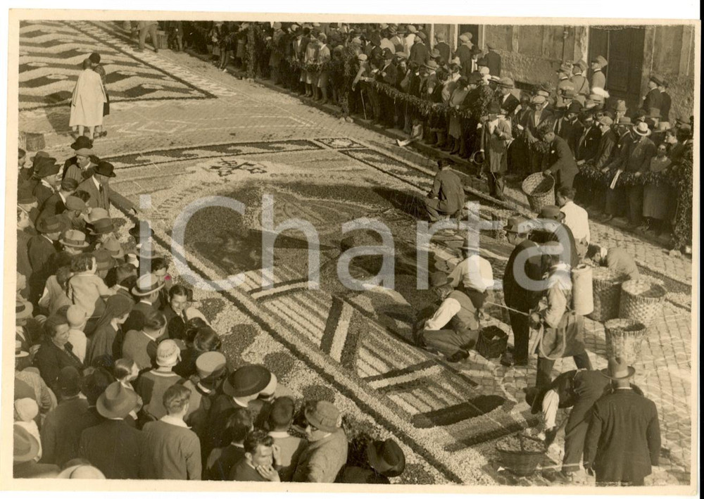 Fotografia d epoca originale 1929 GENZANO DI ROMA Infiorata  Vaticano tra i fasci littori Foto SANGIORGI 1