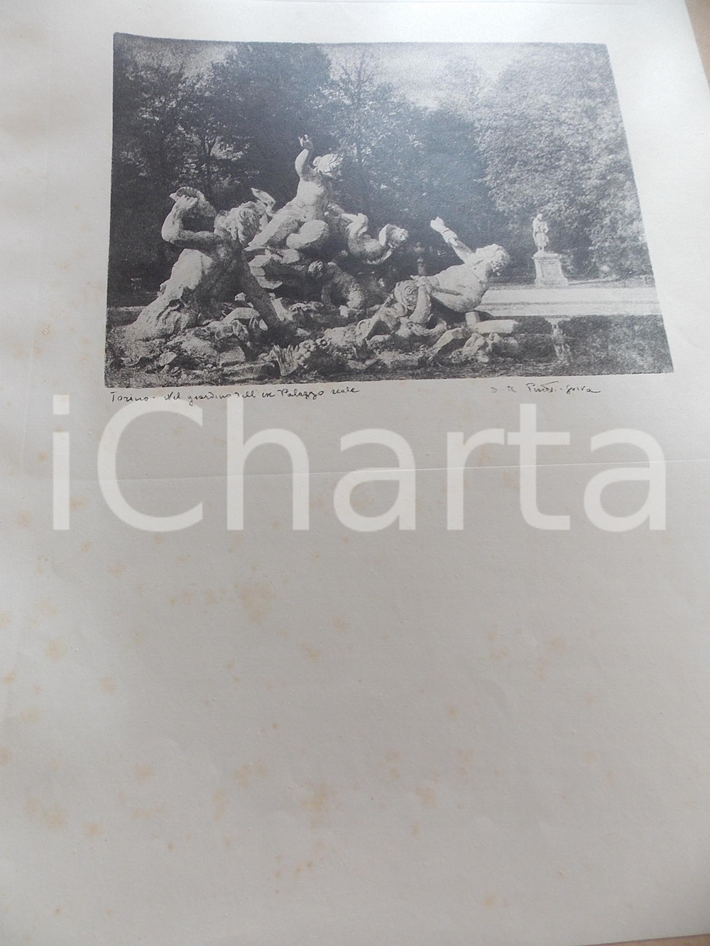 Stampa, bozzetto originale 1950 ca Domenico Riccardo PERETTI GRIVA  TORINO Giardino Palazzo Reale Stampa 1