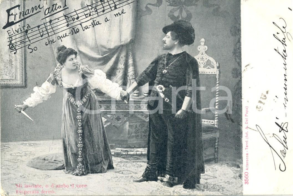 Cartolina originale da collezione 1904 TEATRO ERNANI Atto I - So che questo basta a me *Cartolina FP VG 1