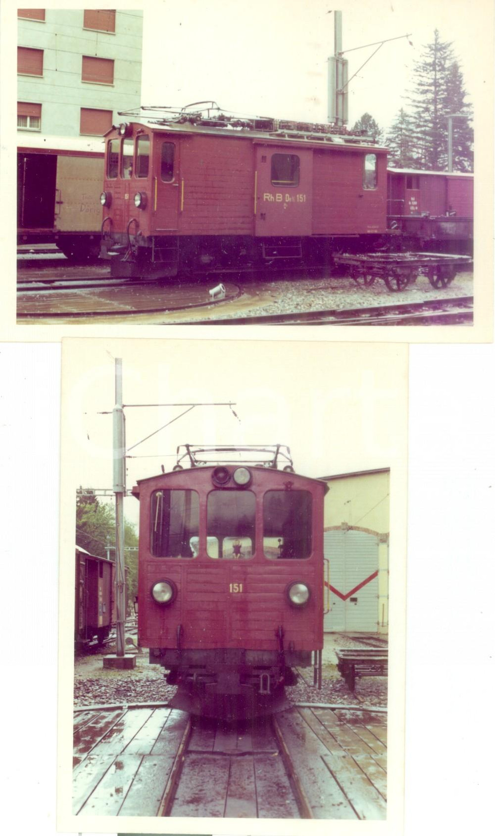 Fotografia d epoca originale 1975 ca SVIZZERA RhÃ¤tische Bahn Locomotiva 151 Lotto 2 fotografie 1
