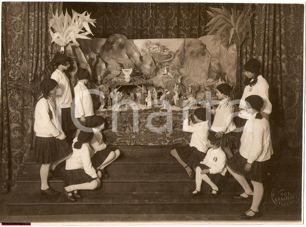 Fotografia d epoca originale 1930 c.ca FASCIO FEMMINILE VENEZIA Presepe VERA FOTO 1