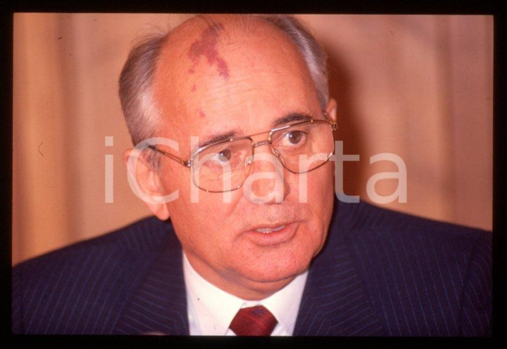 Fotografia d epoca originale 35mm vintage slide 1989 MILANO Michail GORBACHEV  President USSR Portrait 7 1