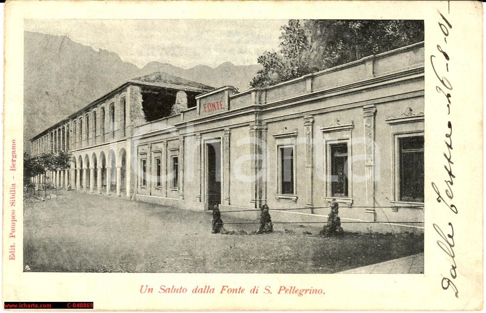 Cartolina originale da collezione 1901 San Pellegrino Terme  Val Brembana Fonte 1