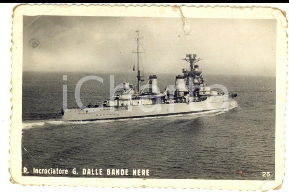 Fotografia d epoca originale 1940 ca REGIA MARINA Incrociatore Giovanni DALLE BANDE NERE Foto seriale 9x7 cm 1