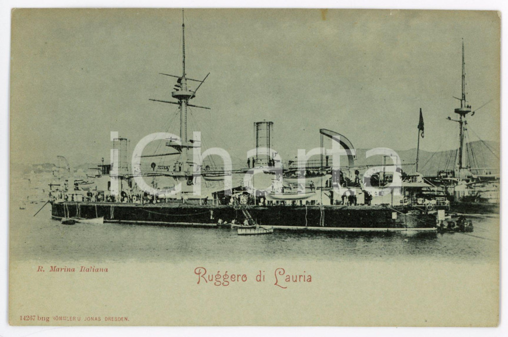 1900ca REGIA MARINA ITALIANA Nave da battaglia RUGGERRO DI LAURIA Cartolina FP Cartolina postale d'epoca, non viaggiata.CONDIZIONI: FAIRFORMATO: FP    originale e autentica 1