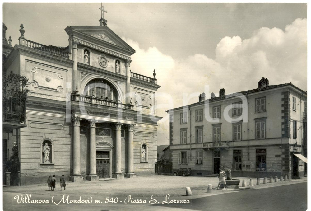 Cartolina originale da collezione 1950 ca VILLANOVA MONDOVI  CN Piazza SAN LORENZO Cartolina FG VG ANIMATA 1